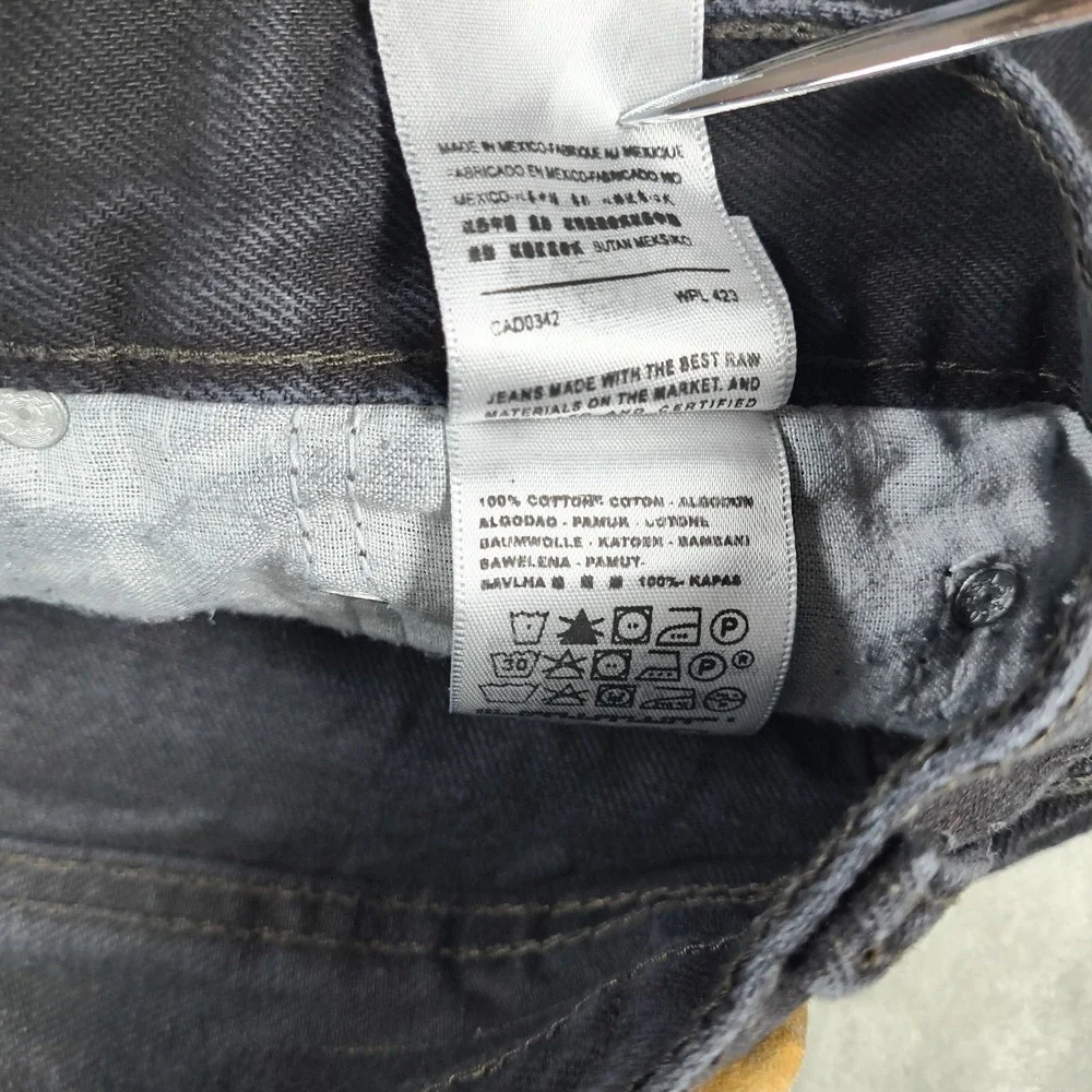 Levis 501 Jeans Mens 40x30 Black Button Fly Straight Leg Denim Skater